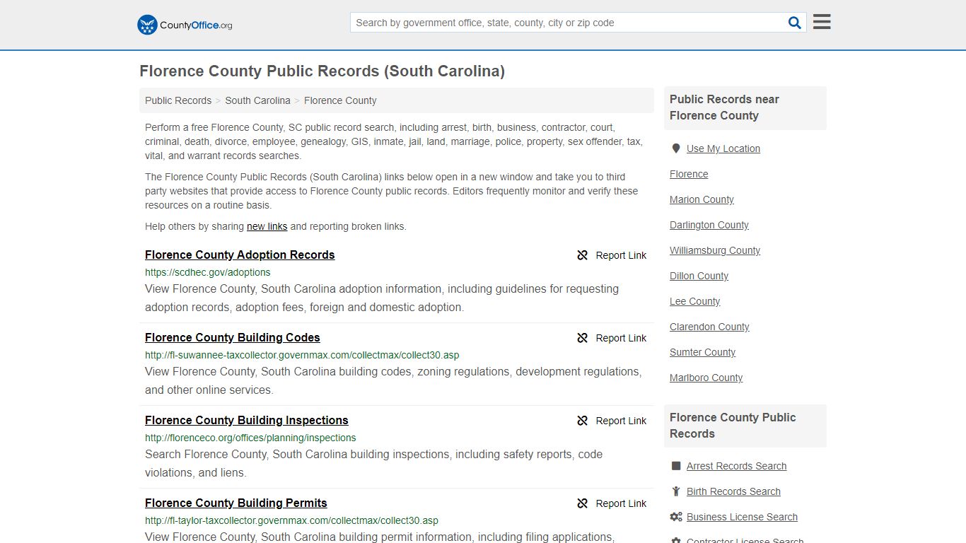 Public Records - Florence County, SC (Business, Criminal ...